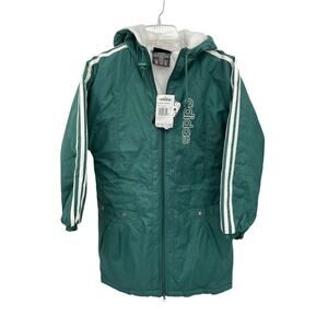 NWT Vintage Adidas Eclipse Jacket Three Stripes Ivy Green White Kids Size Large